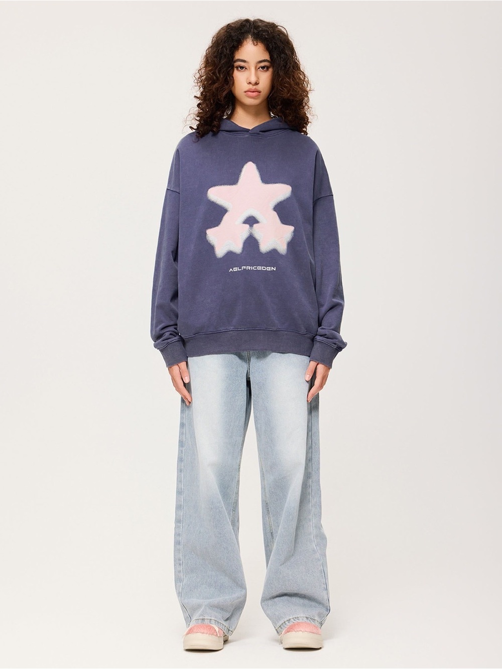 Aelfric Eden Purple Hoodie with Pink Star Graphic